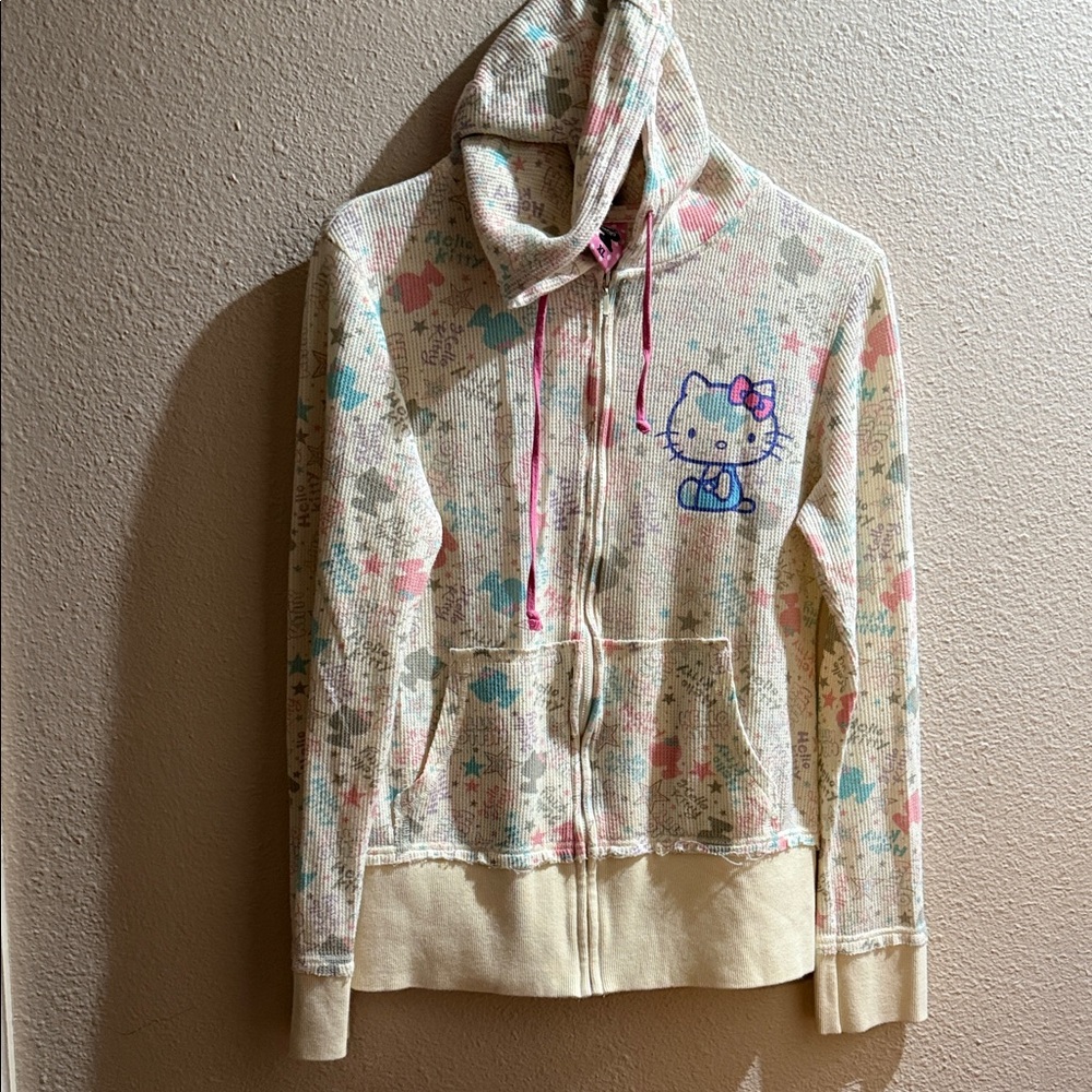 Hello Kitty Cream and Pink Patterned Hoodie